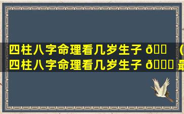 四柱八字命理看几岁生子 🐠 （四柱八字命理看几岁生子 🐋 最好）